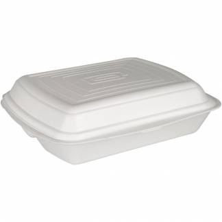 Termoboks, ABENA Gastro, 24x20x7cm, hvid, XPS, 3-rums, 400/120/100 ml, med hængslet låg