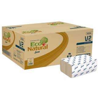 H&aring;ndkl&aelig;deark, Lucart T3 Natural, 2-lags, V-fold, 21,8x21cm, 10,5 cm, ubleget, genanvendt papir