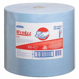 Industriaftørring, Kimberly-Clark Wypall X70, 1-lags, 295,8m x 31,5cm, blå, papir; polyester *Denne vare tages ikke retur*