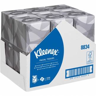 Ansigtsservietter, Kimberly-Clark Kleenex, 2-lags, 30,8x23,4cm, hvid, nyfiber *Denne vare tages ikke retur*