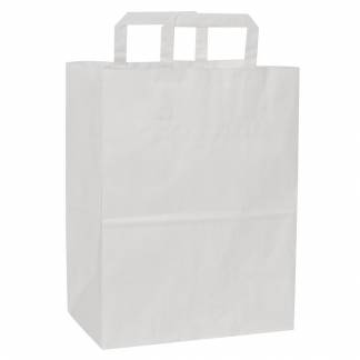 Bærepose, 25x15x34cm, 15 l, hvid, papir, med hank