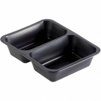 Plastbakke, 22,7x17,8x5cm, 1185 ml, sort, PP, 2-rums, 645/540 ml *Denne vare tages ikke retur*