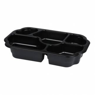 Plastbakke, 25x15,9x4,6cm, 940 ml, sort, PP, 5-rums, 85/115/180/270/290 ml *Denne vare tages ikke retur*