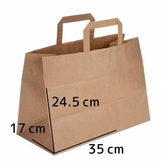 Bærepose, 35x17x24,5cm, 17 l, brun, papir, med hank, vådstærk