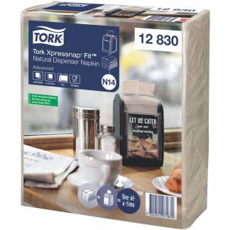 Dispenserserviet, Tork Xpressnap Fit N14, 2-lags, interfold, 21,3x16,5cm, natur, genanvendt papir