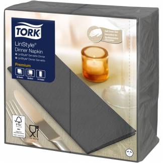 Middagsserviet, Tork Linstyle, 1/8 fold, 40x39cm, antracit, nyfiber *Denne vare tages ikke retur*