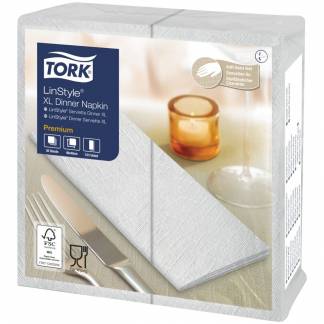 Middagsserviet, Tork Linstyle, 1/8 fold, 48x48cm, hvid, airlaid *Denne vare tages ikke retur*