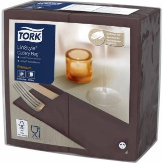 Bestikserviet, Tork Premium, 1/8 fold, 39x39cm, kakao, nyfiber *Denne vare tages ikke retur*