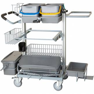 Rengøringsvogn, Tina Trolleys Exclusive, 1230x730x1125mm, til fugtsystem, med tilbehør og udtræk *Denne vare tages ikke retur*