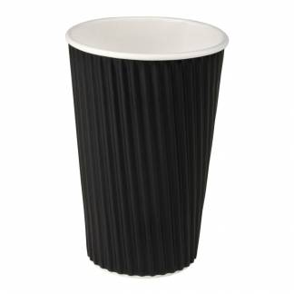 Kaffebæger, ABENA Gastro, 13,4cm, Ø9cm, 48 cl, sort, pap/PE, 16 oz, ripple wall