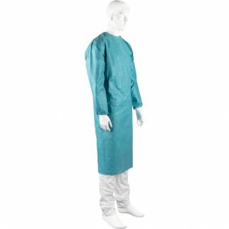 Operationskittel, ABENA Protectus, XL-L, 155cm, Ø170cm, grøn, SMMSS, standard, uden håndklæder, steril, engangs