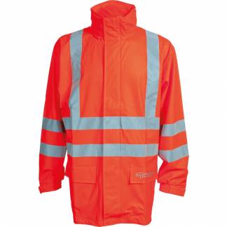 Sikkerhedsregnjakke, ELKA, XXL, orange, PU/polyester, lang *Denne vare tages ikke retur*