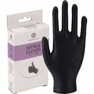 Engangshandske, Essentialz, L, sort, nitril, pudderfri