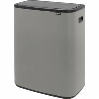 Affaldsspand, Brabantia Bo Touch Bin, grå, plast, 2-rums, 2x30 l, med plast inderspand og soft close