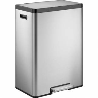 Pedalspand, EKO Casa, stål mat, rustfrit stål, 45 l, plast inderspande, soft close, fingeraftryksfri