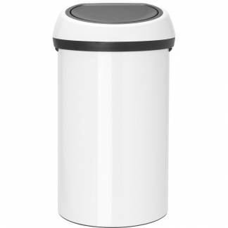 Affaldsspand, Brabantia Touch bin, hvid, plast/stål, 60 l, plast inderspand og soft close