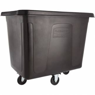 Affaldscontainer, Rubbermaid Cube Truck, sort, 600 l, med 4 hjul, uden låg *Denne vare tages ikke retur*