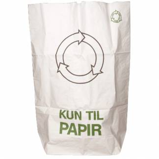 Papirsæk, 2-lags, 110 l, hvid, papir, 70x110cm, påtrykt "Kun til papir"