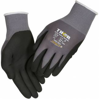 Fingerdyppet nitrilhandske, THOR Flex, 11, sort, nitril/polyester, lycra overhånd, ink tryk