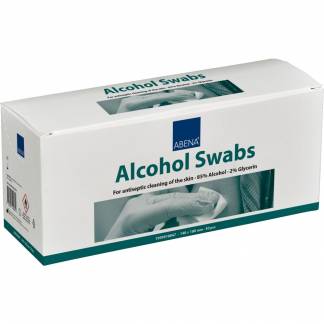 Alkohol serviet, ABENA, 20x15cm,  70% ethanol, 2% glycerin, enkeltpakket