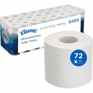 Toiletpapir, Kimberly-Clark Kleenex, 3-lags, 24,38m x 9,38cm , Ø10,4cm, hvid, blandingsfibre