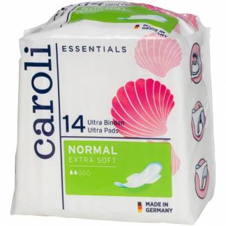 Hygiejnebind, Caroli, 22,5x9,5cm, hvid, Ultra Pads, Normal, med vinger, enkeltpakket