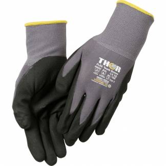 Fingerdyppet nitrilhandske, THOR Flex, 10, sort, nitril/polyester, lycra overhånd