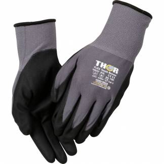 Fingerdyppet nitrilhandske, THOR Flex, 11, sort, nitril/polyester, lycra overhånd