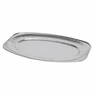 Serveringsfad, ABENA, 54,8x35,9x2,2cm, sølv, aluminium, stor, oval, med præget bund, luksus *Denne vare tages ikke retur*