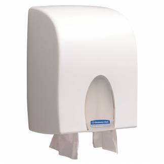 Dispenser, Kimberly-Clark, Maxi, 29,8x26,6x42,7cm, hvid, plast, til håndklædeark maks dydbe 22,5 cm og maks bredde 24 cm *Denne vare tages ikke retur*