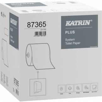 Toiletpapir, Katrin Plus, 2-lags, 85,5m x 10cm , Ø13,5cm, hvid, nyfiber