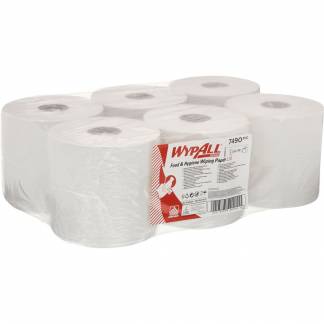 Håndklæderulle, Kimberly-Clark Wypall L10, 1-lags, Midi, 239,4m x 18,3cm , Ø19,2cm, hvid, genanvendt papir, med spiralhylse *Denne vare tages ikke retur*