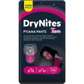 Børneble, bukseble, DryNites Pyjama Pants, 8-13 år, med print, pige, 30-48 kg