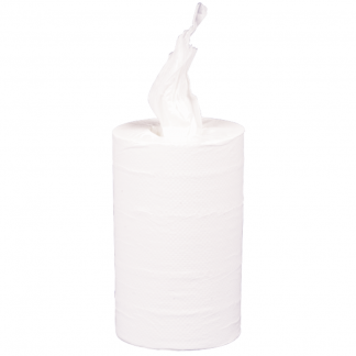 Håndklæderulle, neutral, 1-lags, Mini, 120m x 20cm , Ø12,5cm, hvid, 100% nyfiber, uden hylse