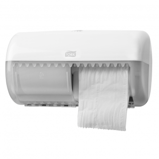 Dispenser, Tork T4, 15,3x28,6x15,8cm, hvid, plast, til 2 ruller toiletpapir *Denne vare tages ikke retur*