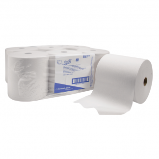Håndklæderulle, Kimberly-Clark Scott, 1-lags, 304m x 20cm , Ø20cm, hvid, blandingsfibre, airflex