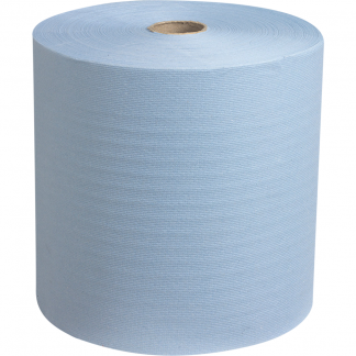 Håndklæderulle, Kimberly-Clark Scott, 1-lags, 304m x 20cm , Ø20cm, blå, 100% genbrugspapir, airflex *Denne vare tages ikke retur*