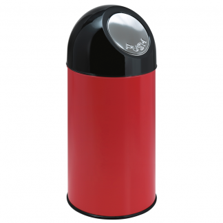 Affaldsspand, 40 l, rød, metal/plast, 40 l, med sort push låg og inderspand i metal *Denne vare tages ikke retur*