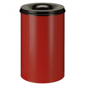 Brandhæmmende affaldsspand, 110 l, rød, metal, 110 l, med sort låg, brandsikker *Denne vare tages ikke retur*