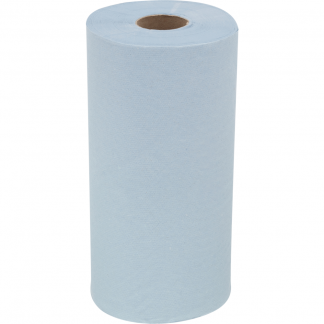 Håndklæderulle, Kimberly-Clark Wypall L10, 1-lags, Mini, 75,9m x 24cm , Ø12,1cm, blå, 100% genbrugspapir, med spiralhylse