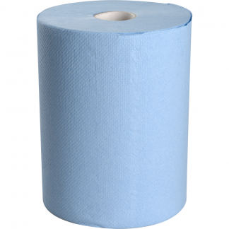 Håndklæderulle, 2-lags, 100m x 20,3cm , Ø15,8cm, blå, blandingsfibre