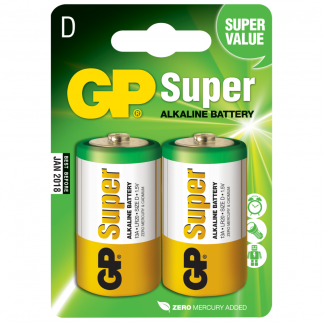 Batteri, GP, Alkaline, D, 1,5V, 2 stk.
