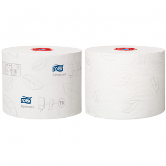 Toiletpapir, Tork T6 Advanced, 2-lags, 100m x 9,9cm , Ø13,1cm, hvid, blandingsfibre