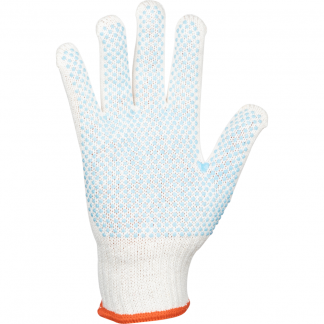Tekstil handske, ABENA, 8, hvid, bomuld/polyester/PVC, med knopper
