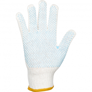 Tekstil handske, ABENA, 10, hvid, bomuld/polyester/PVC, med knopper