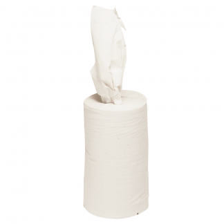 Håndklæderulle, neutral, 1-lags, Mini, 120m x 20,3cm , Ø13,5cm, hvid, 100% genbrugspapir, uden hylse