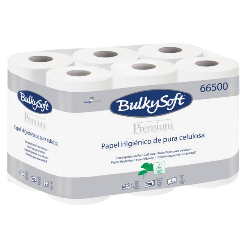 Toiletpapir, Bulkysoft, 2-lags, 24m x 9cm, &Oslash;10cm, hvid, nyfiber