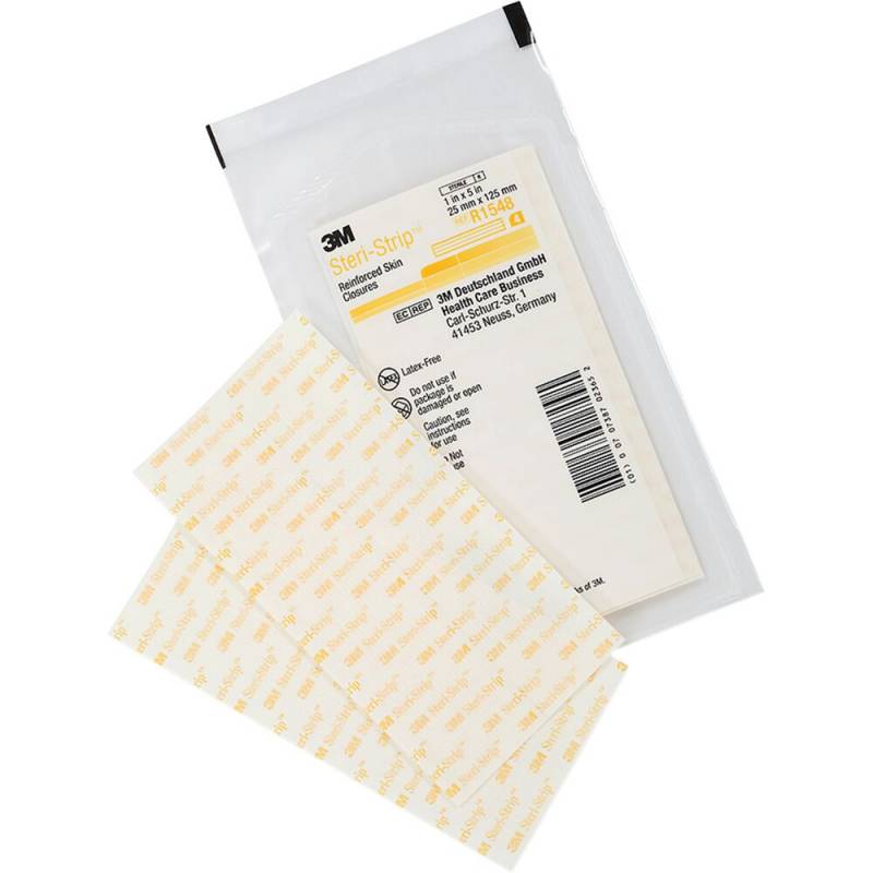 Strip, Steri-strip, 125x25mm, hvid, forst&aelig;rket, ark &aacute; 4 strips, latexfri, steril, engangs *Denne vare tages ikke retur*