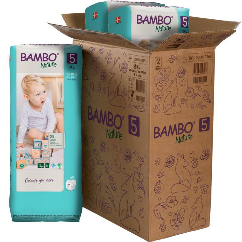 B&oslash;rneble, tapeble, milj&oslash;m&aelig;rket, Bambo Nature, 5, tall pack, 12-18 kg