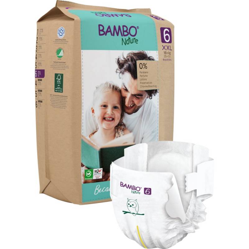 B&oslash;rneble, tapeble, milj&oslash;m&aelig;rket, Bambo Nature, 6, papirspose, paper bag, 16+ kg